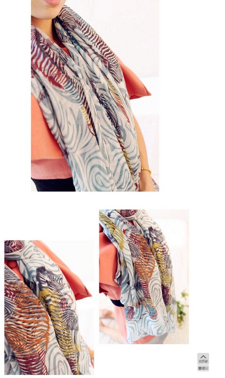 cotton fabric zebra stripe scraf for women