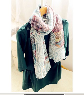 cotton fabric zebra stripe scraf for women
