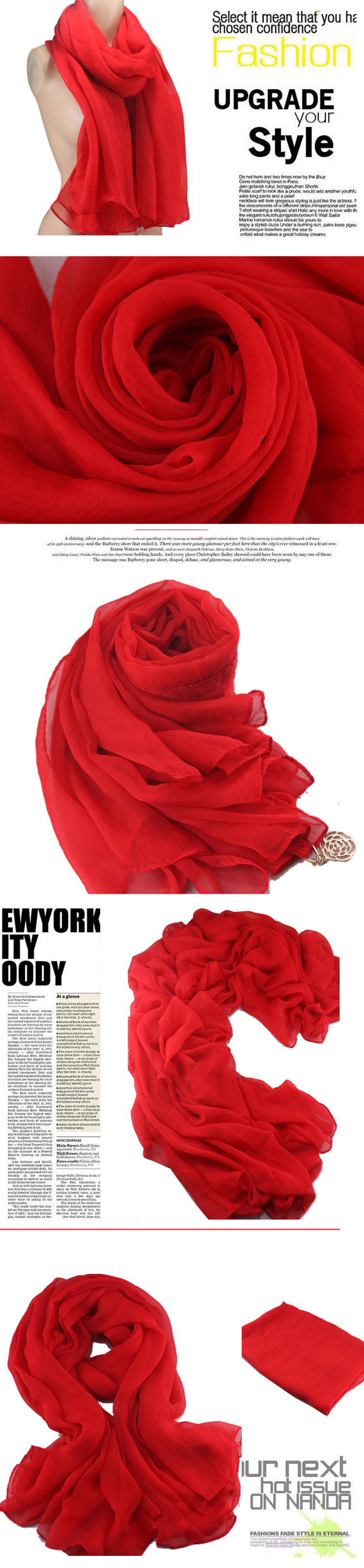 pure color silk chiffon pandant scarf 