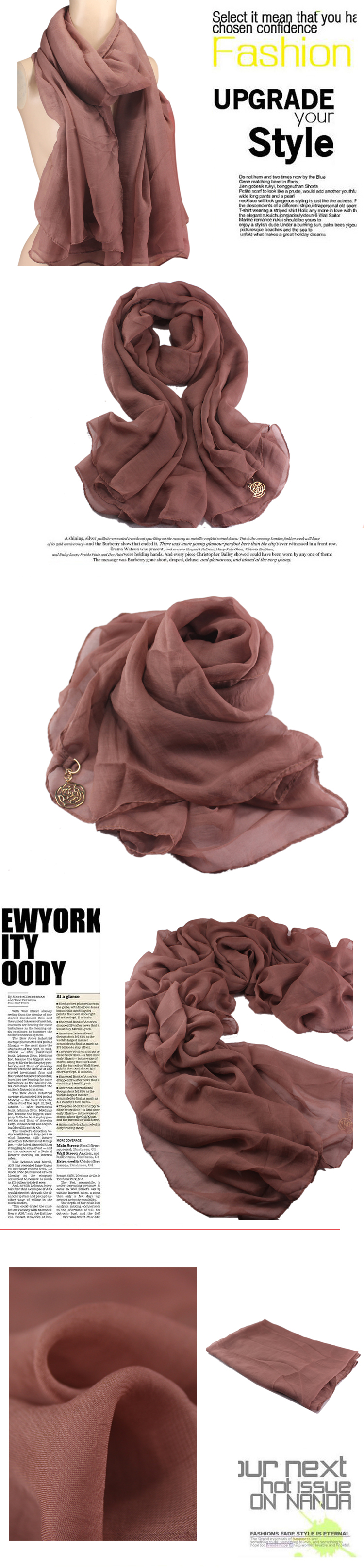 pure color silk chiffon pandant scarf 
