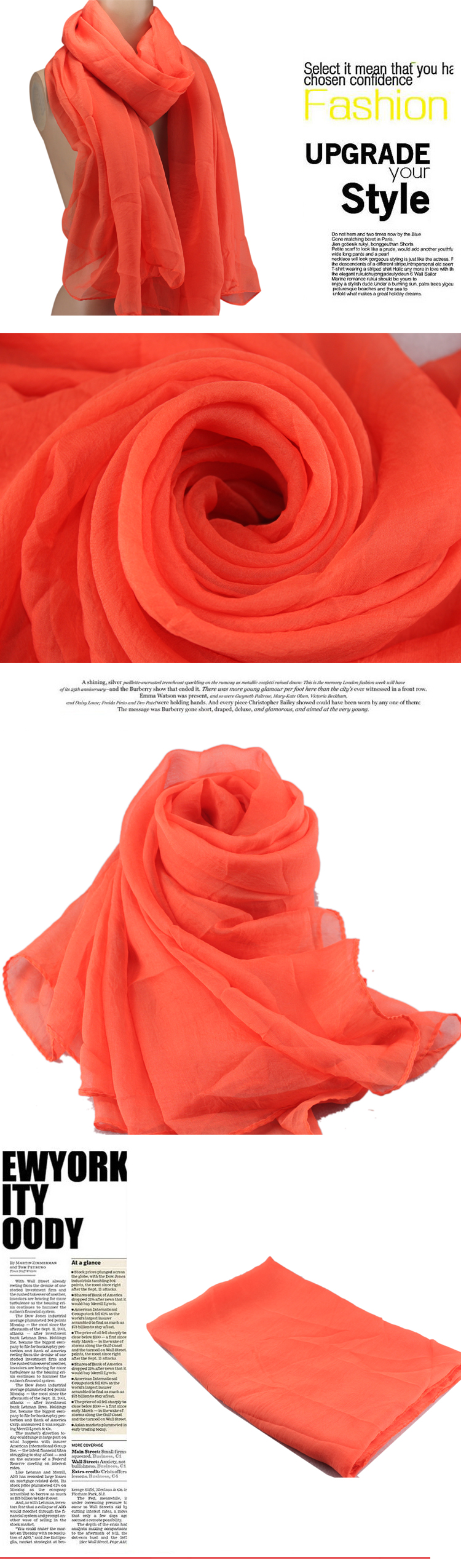 pure color silk chiffon pandant scarf 