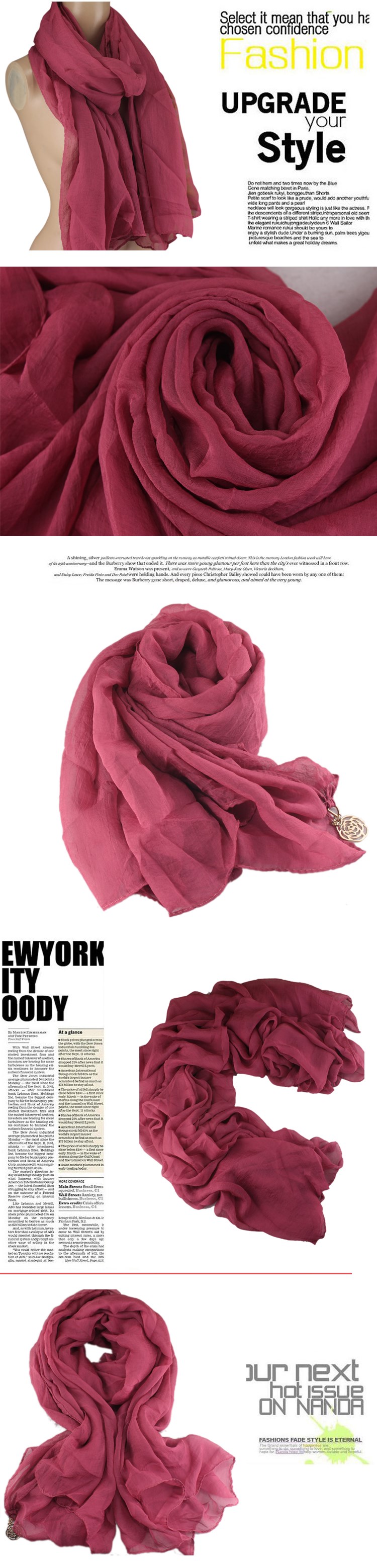 pure color silk chiffon pandant scarf 