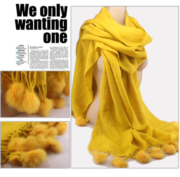 fashion yellow fur scarf for winter