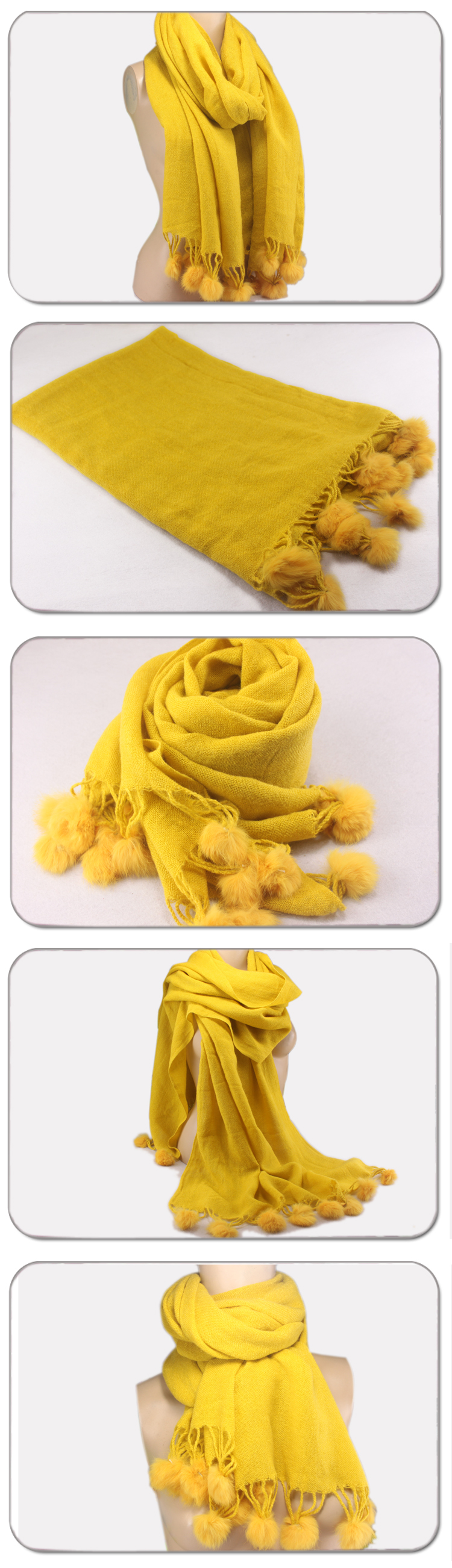 fashion yellow fur scarf for winter