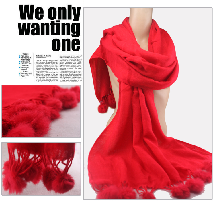 fashion yellow fur scarf for winter