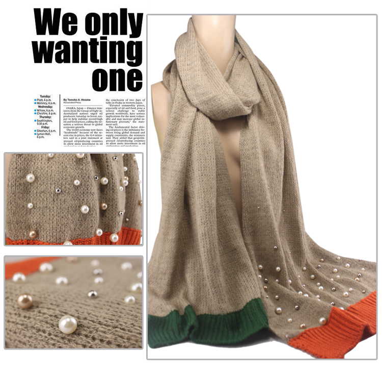 Wholesale pearl wool scarf for women