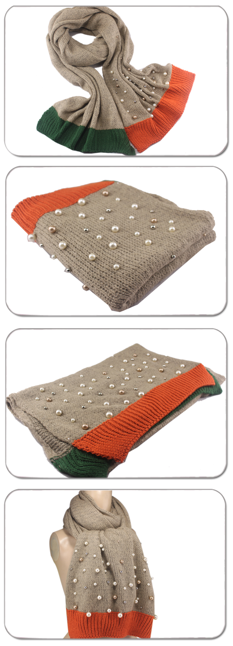fashion pearl warm scarf
