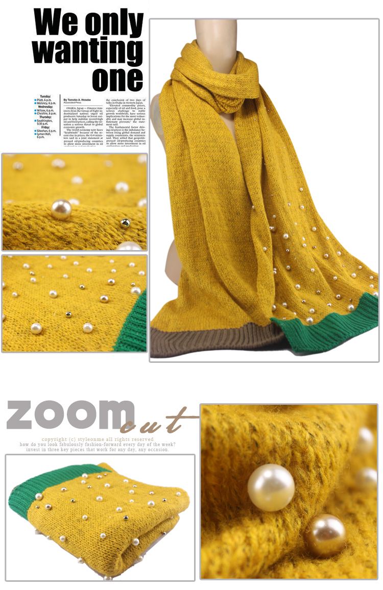 fashion pearl warm scarf