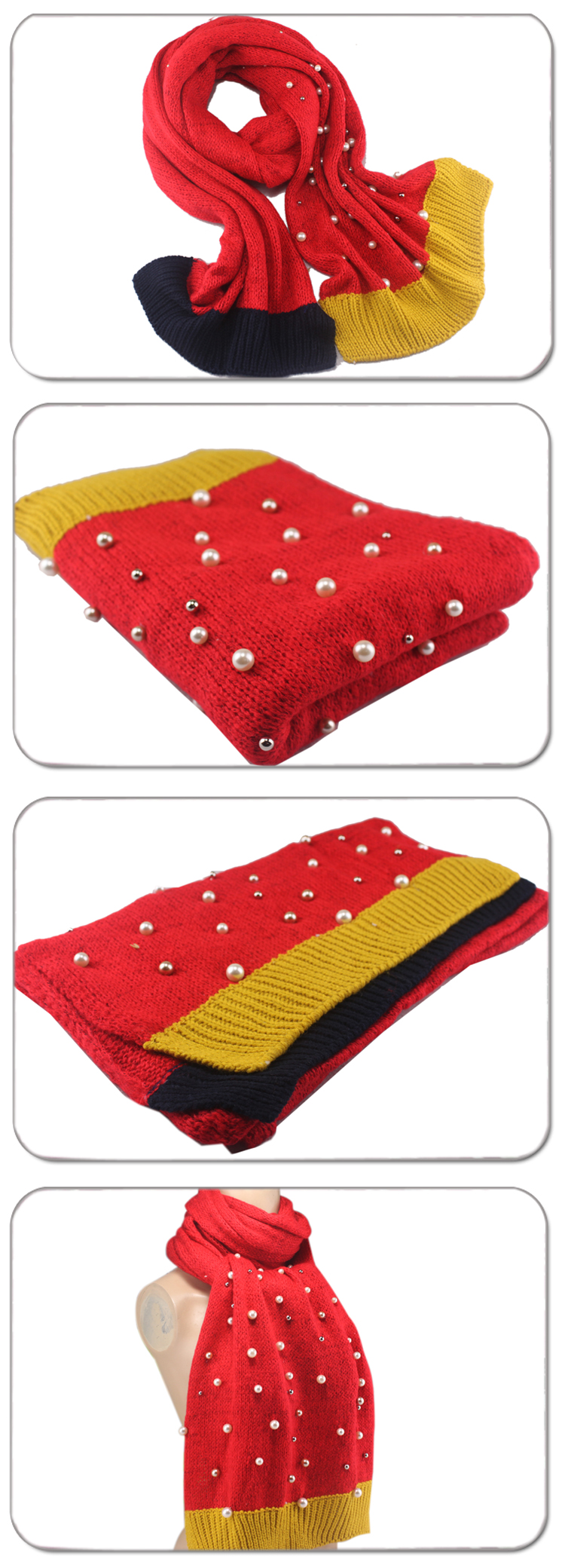 fashion pearl warm scarf