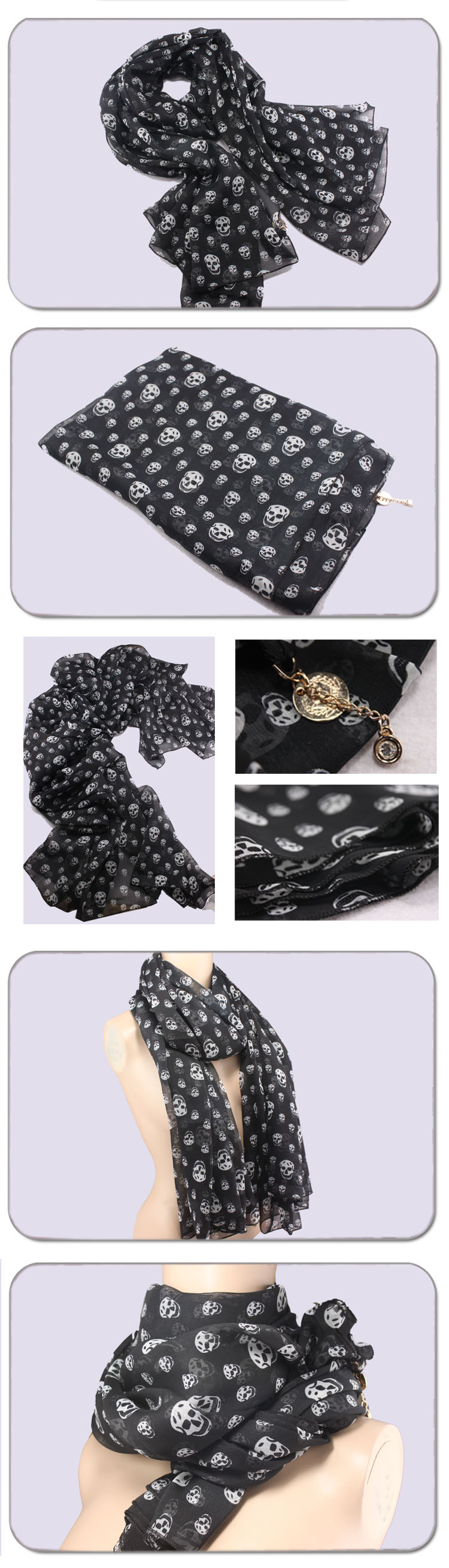 skull ton coffion long scarf