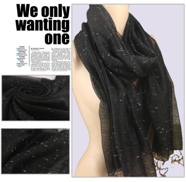 new style tassel long cotton silk scarf