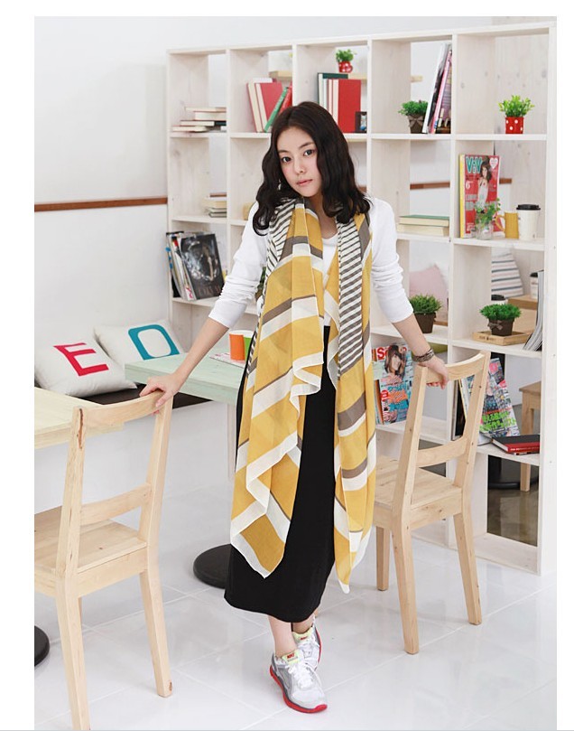 stripe cotton silk scarf