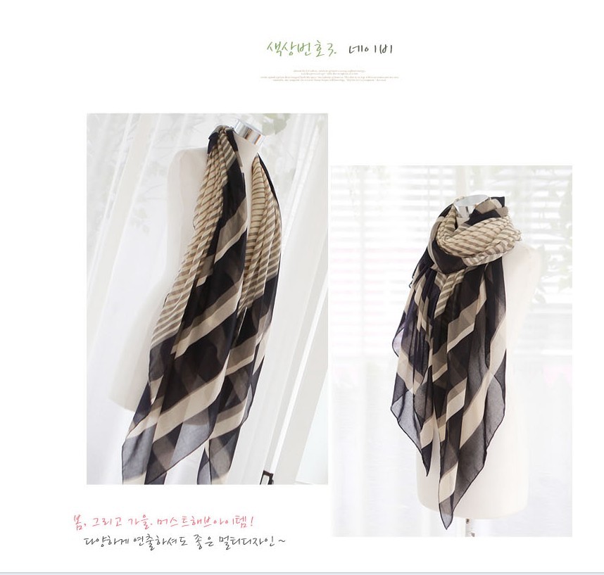 stripe cotton silk scarf