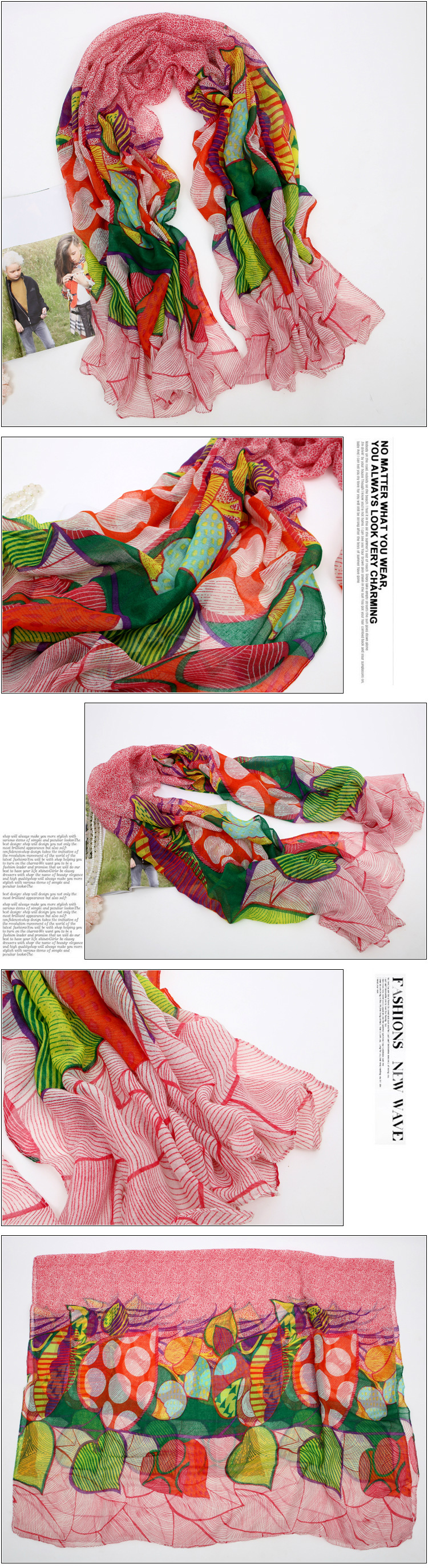 peach hearts print silk scarf wholesale 