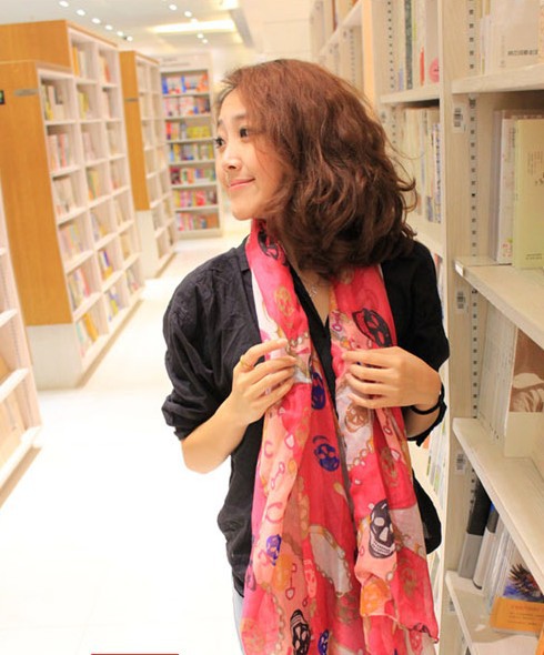 mullticolour skull silk scarf wholesale
