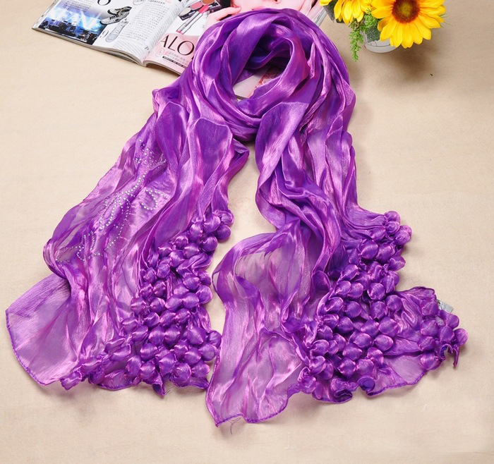 wholesale multicolour natural silk bubbles scarf with diamond