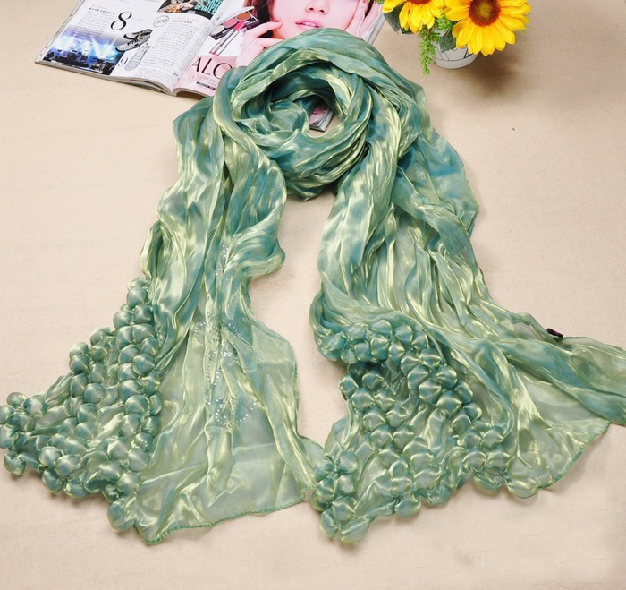 wholesale multicolour natural silk bubbles scarf with diamond