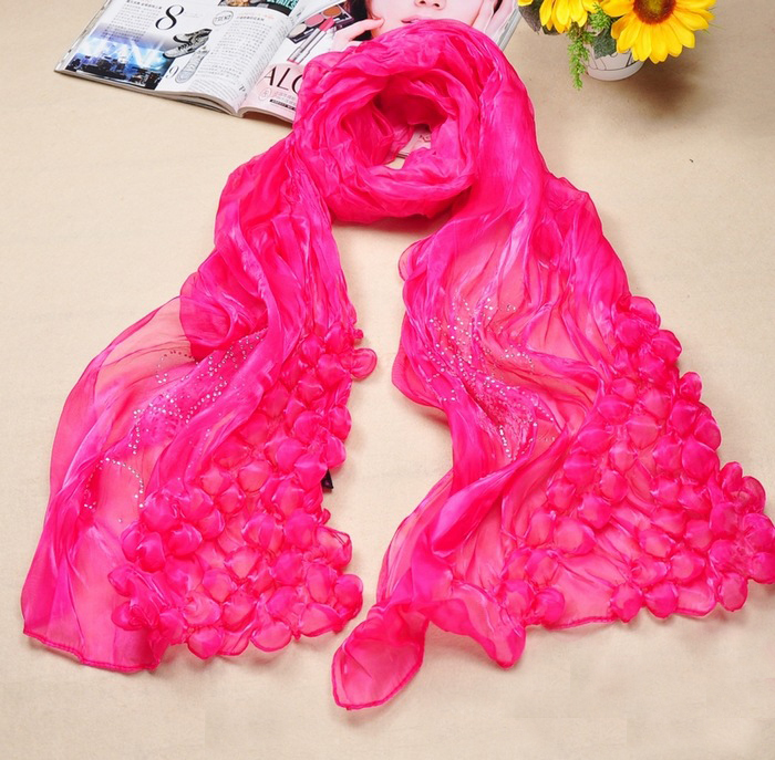 wholesale multicolour natural silk bubbles scarf with diamond