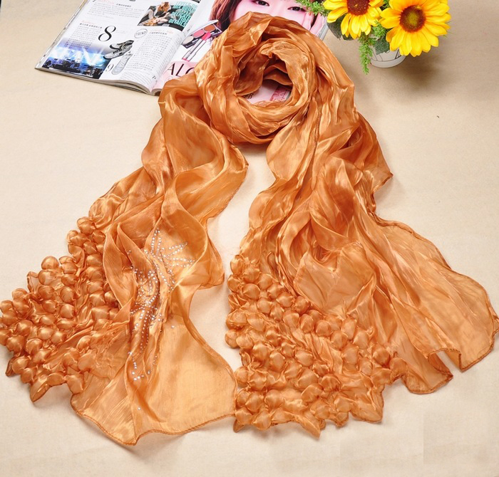 wholesale multicolour natural silk bubbles scarf with diamond