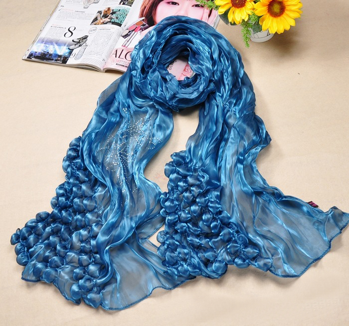 wholesale multicolour natural silk bubbles scarf with diamond