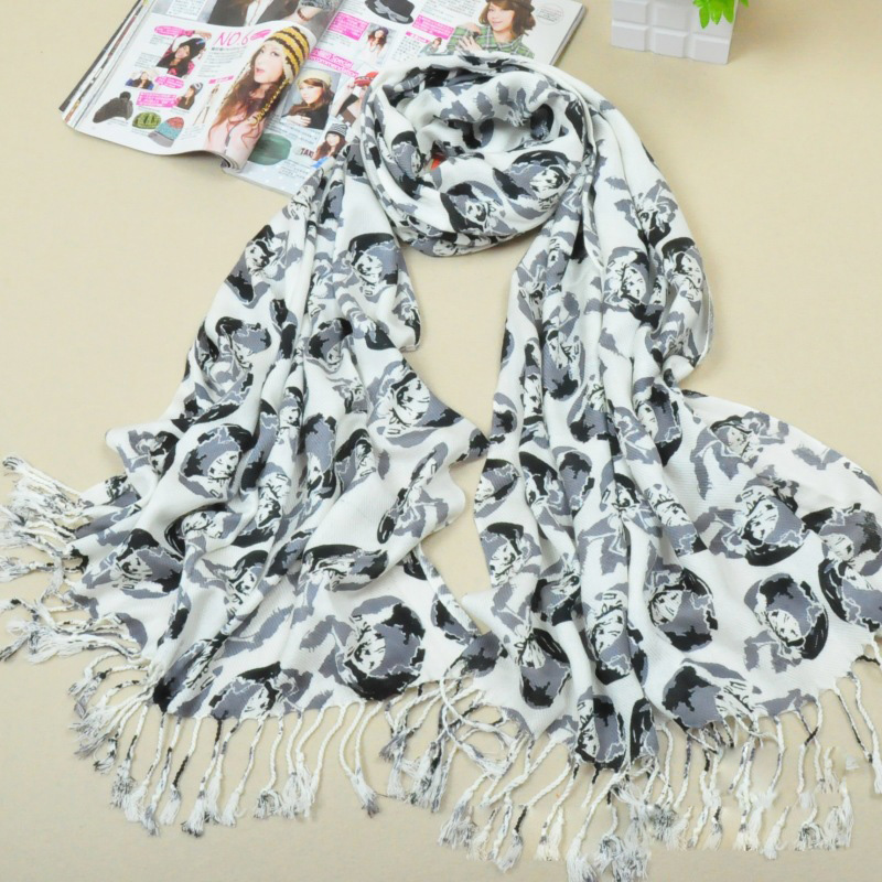 wholesale cheap skull print cotton scarf