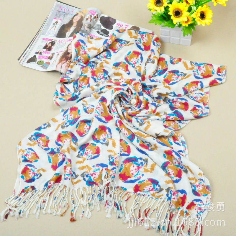 wholesale cheap skull print cotton scarf