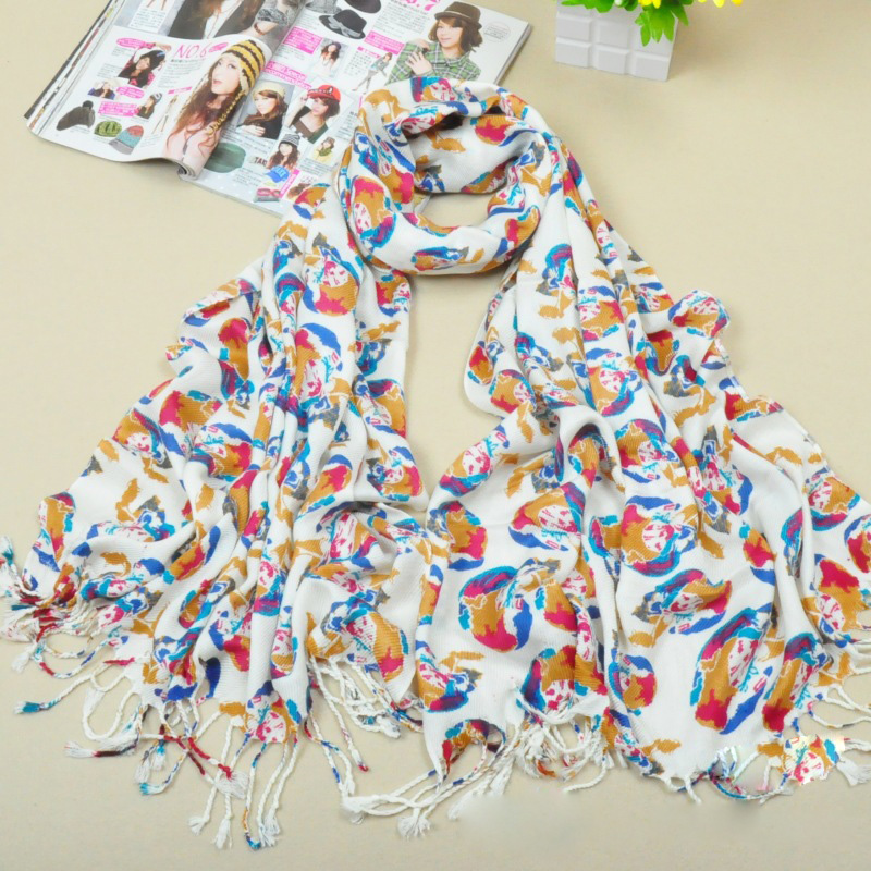 wholesale cheap skull print cotton scarf
