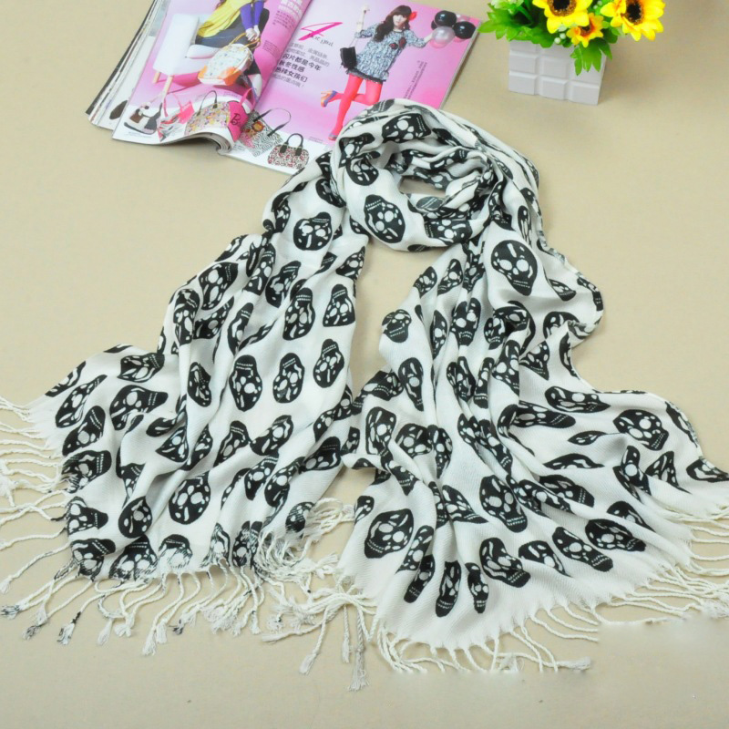 new style hot sell pure skull cotton scarf