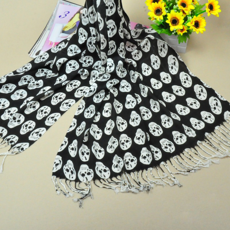 new style hot sell pure skull cotton scarf
