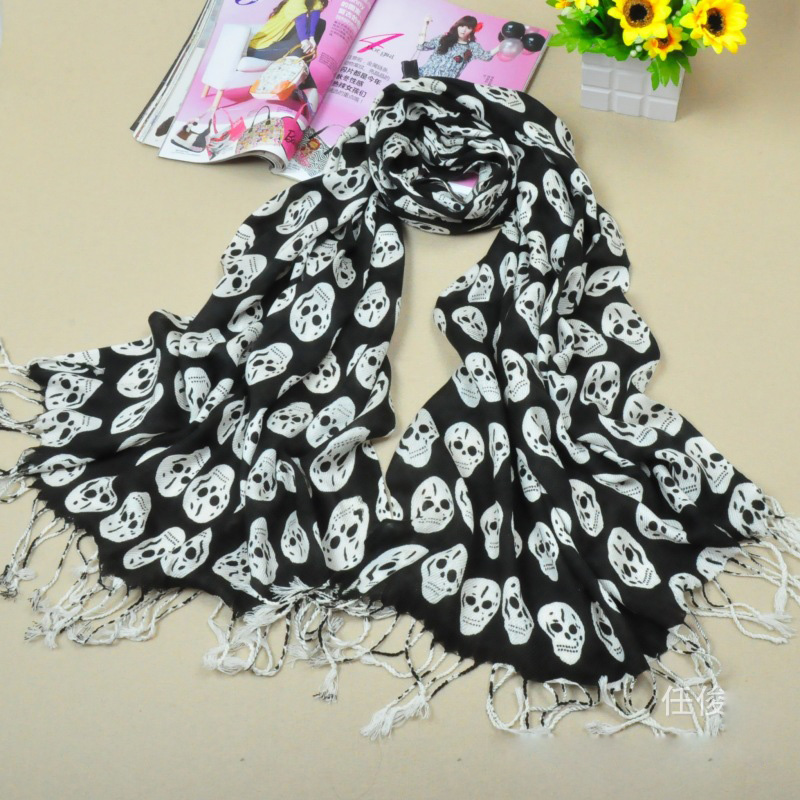 new style hot sell pure skull cotton scarf