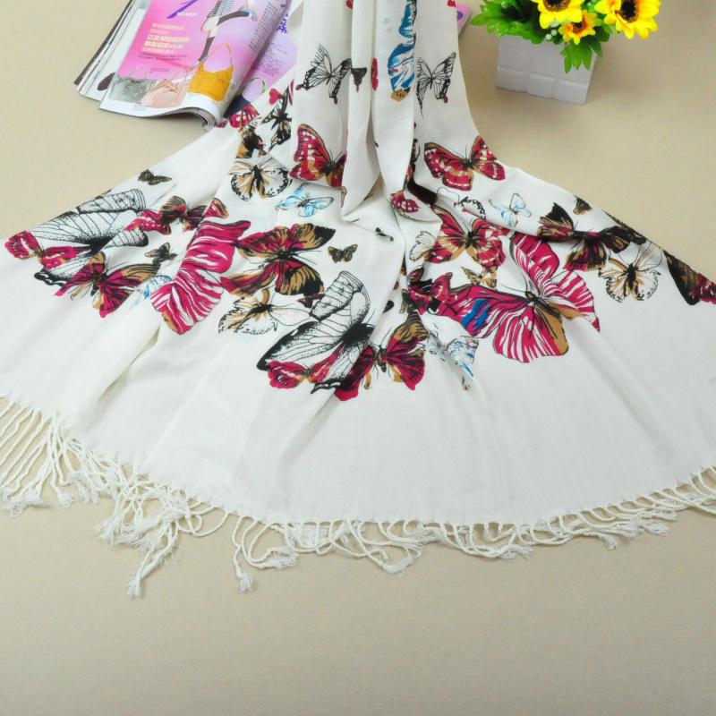 2013 most popular butterfly printed cotton scarf