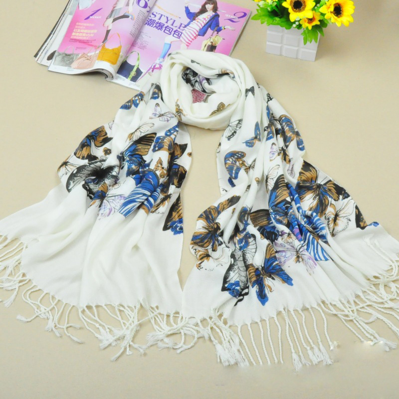 2013 most popular butterfly printed cotton scarf
