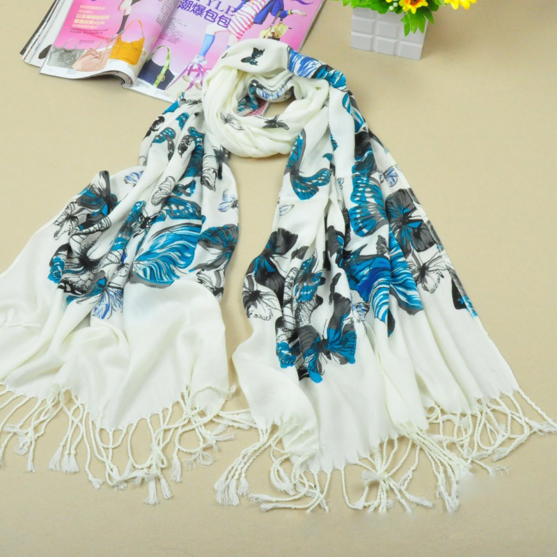 2013 most popular butterfly printed cotton scarf