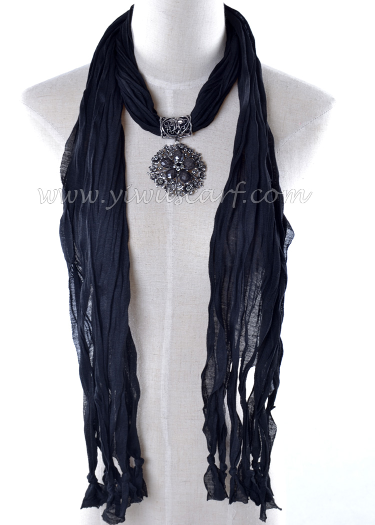 Fashion polyester Pendant Scarf with Jewellery