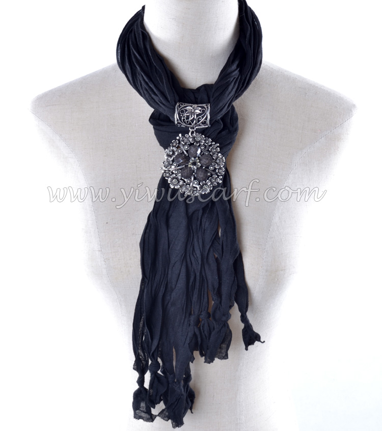 Fashion polyester Pendant Scarf with Jewellery