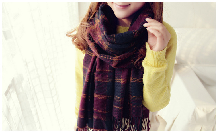 fashion checked cashmere acrylic shawl scarf
