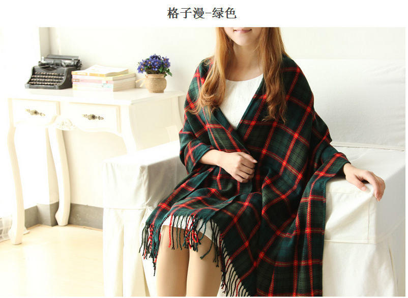 fashion checked cashmere acrylic shawl scarf