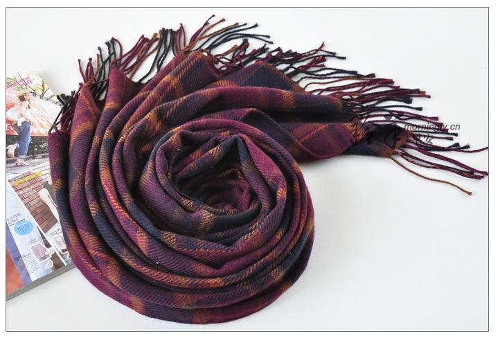 fashion checked cashmere acrylic shawl scarf