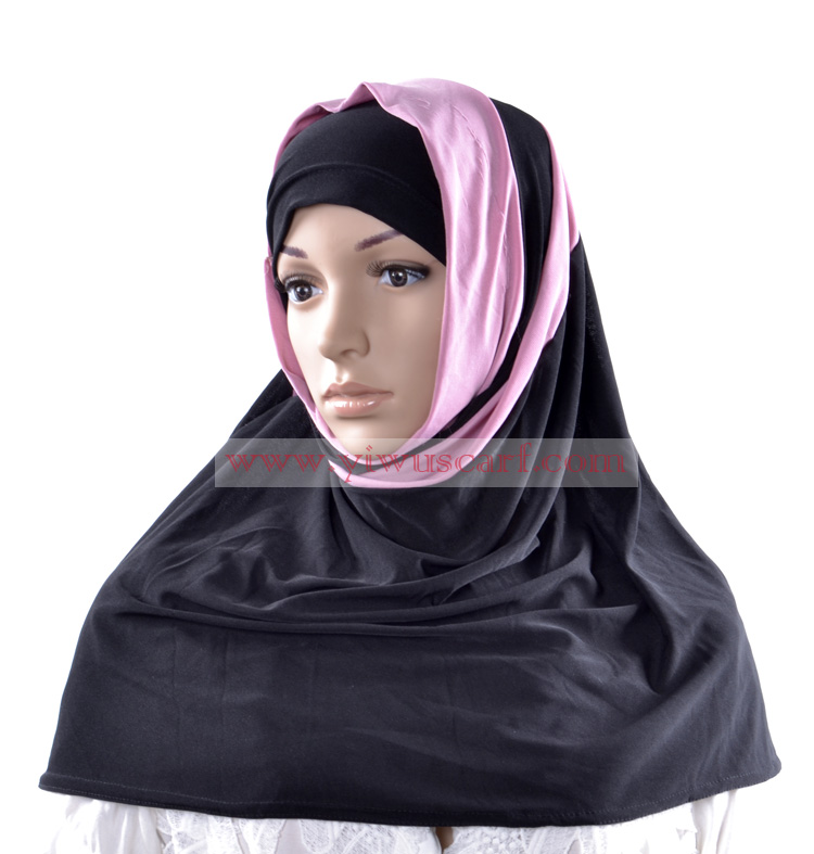 double layer Solid Color muslim hijab islamic scarfs 