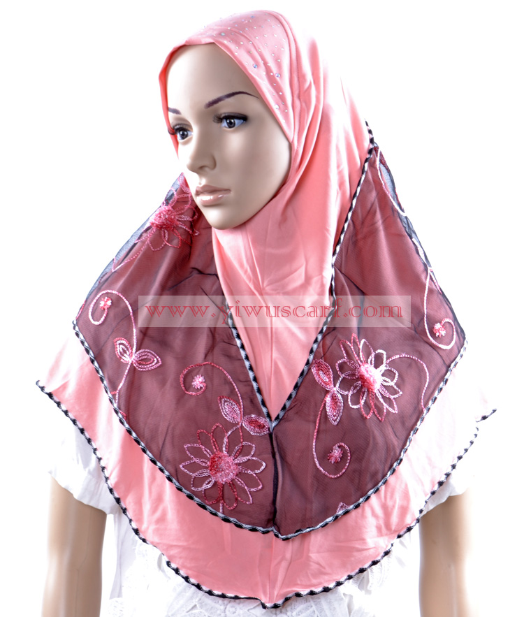Wholesale embroidery hot drill Muslim headscarf
