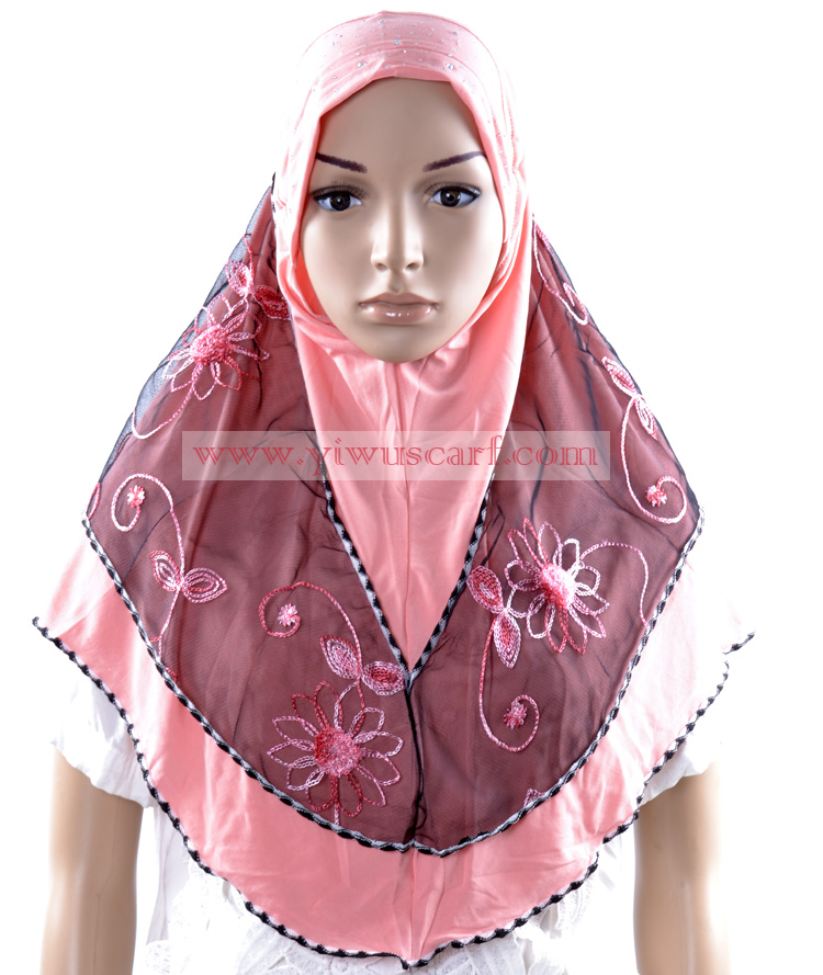 Wholesale embroidery hot drill Muslim headscarf