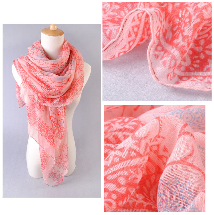 2014 Fashion Ladies Long Custom Printed Viscose Scarf