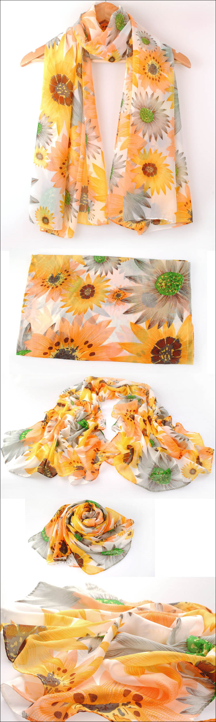 sun flower silk scarf