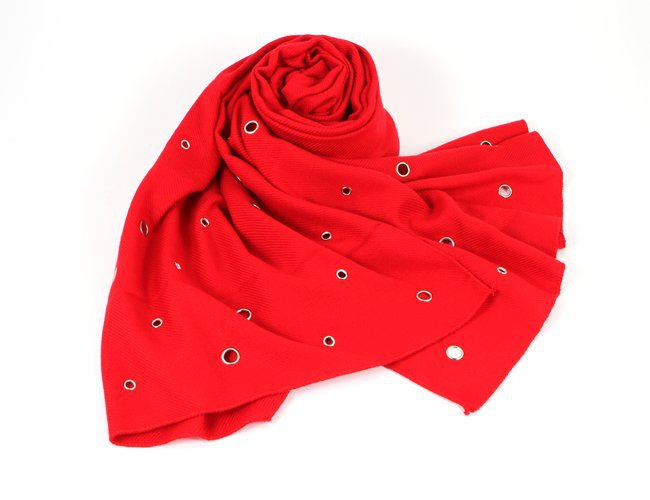 Metal hook hand knitted wool scarf