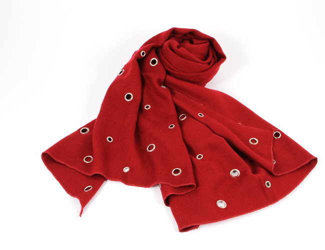 Metal hook hand knitted wool scarf