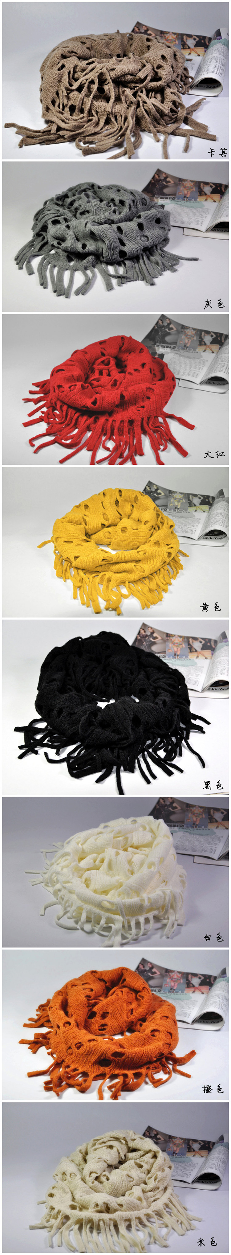 Hollow wool scarf
