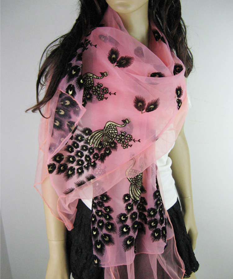 Peacock gilt double scarf