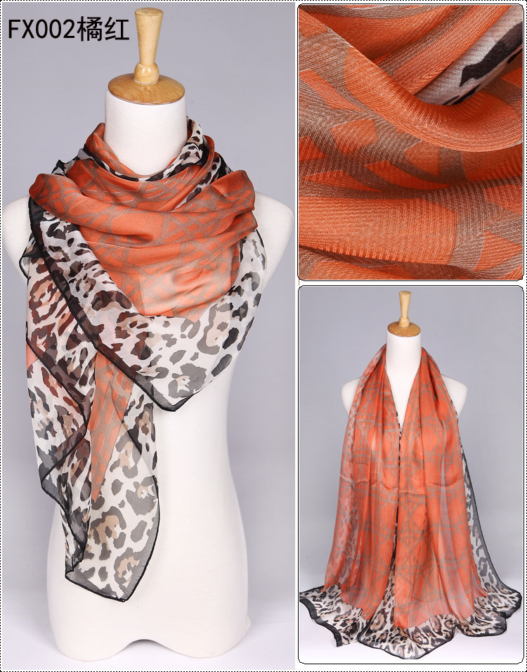 Ladies long silk scarves