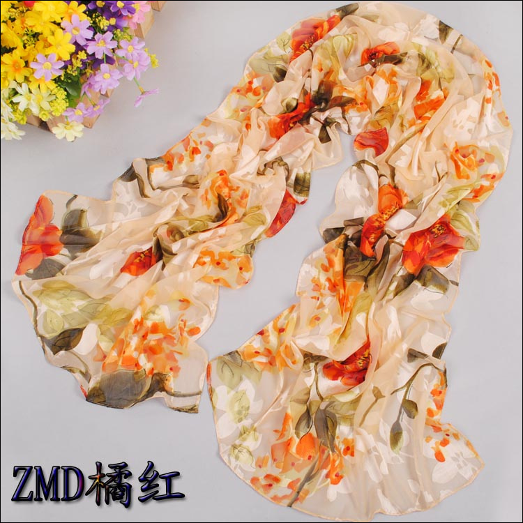 Wholesale printed long silk scarves 