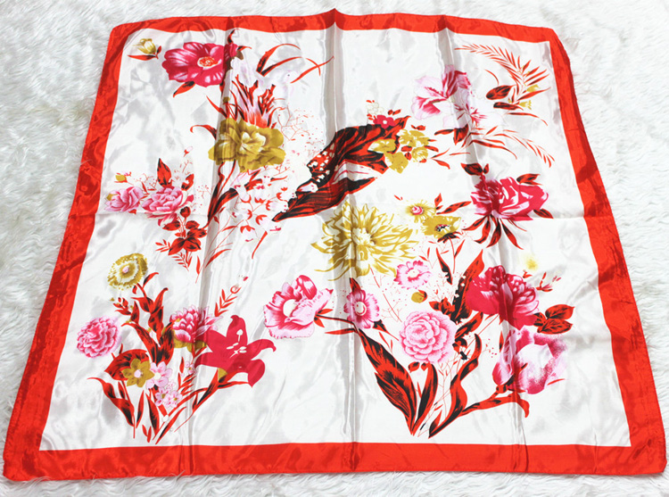 Peony flower silk scarf